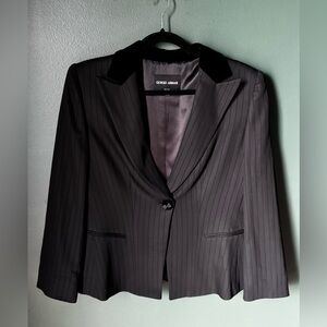 Giorgio Armani Black Pinstripe Blazer